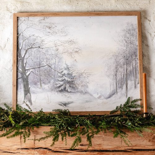 Vintage Winter Scene - Christmas - framed Canvas Artwork