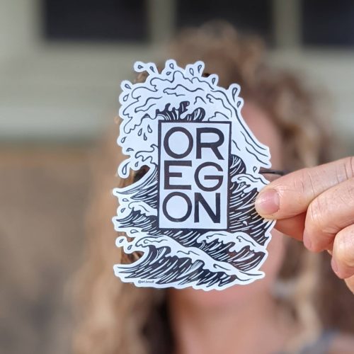 Oregon and Waves Sticker