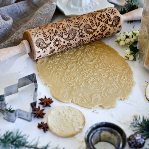 s430129588104562710_p1935_i1_w2560 Boon Homeware - Scandinavian 3 - Birds and Flowers Embossing Rolling Pin