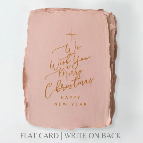 Paper Baristas - Wish You A Merry Christmas | Tree Red Greeting Card: Flat A2 Greeting Card. Blank on Back.