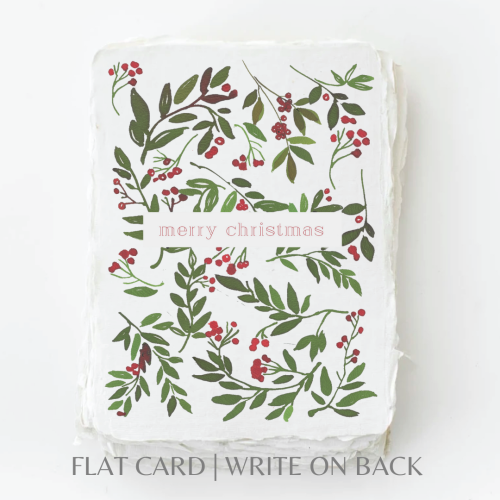 Paper Baristas - Merry Christmas | Berries Holiday Greeting Card: Flat A2 Greeting Card. Blank on Back.