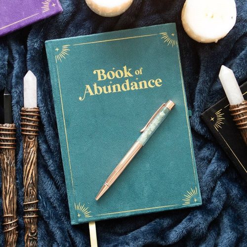 Book of Abundance with Green Aventurine Crystal Pen