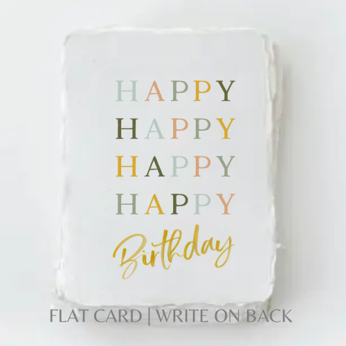 Paper Baristas - Happy Happy Happy Happy Birthday | Ec-Friendly Greeting Card: Flat A2 Greeting Card. Blank on Back.
