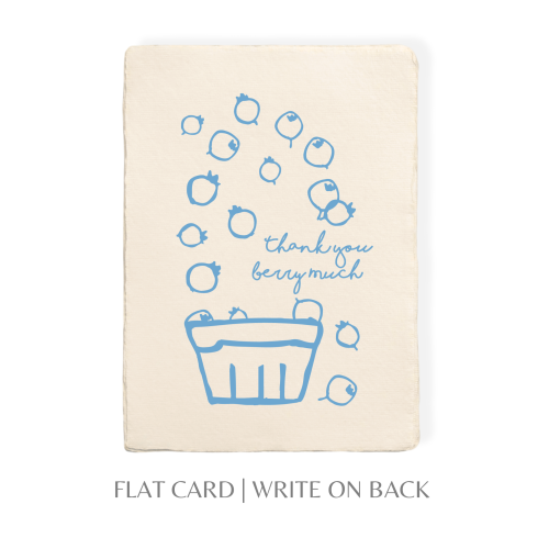 Paper Baristas - Thank You Berry Much | Blue Berry Gratitude Greeting Card: Flat A2 Greeting Card. Blank on Back.