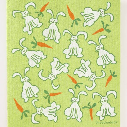 Bunnies on Green Swedish Dishcloth